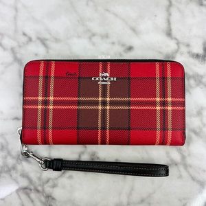 Coach Accordion Zip Wallet With Tartan Plaid Print